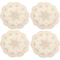 Pikkukuva 1 / 5: Käsinkudotut puuvillaiset virkatut aluslautaset pitsi pöytätabletit, noin 20 cm, 4 kappaletta (beige)