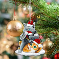 Miniatyrbillede 2 af 5: Sjove sorte katte ornamenter, 3,1 tommer højde søde katte juledekoration, julepynt, juletræophæng