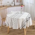 Pikkukuva 2 / 5: Bohemian geometrinen pöytäliina puuvillapellava boho pöytäliina valkoinen ja musta pöytäliina
