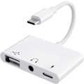 Pikkukuva 1 / 5: USB C - USB -sovitin, 3-in-1 USB C - USB A OTG -sovitin 3,5 mm:n kuulokeliitännällä ja 60 W:n PD-pikalatausportilla
