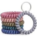 Miniatyrbilde 1 av 5: 6 stk. Retrekkbar håndleddsstropp nøkkelring håndleddsstropp nøkkelring armbånd, fjær elastisk spiral armbånd