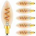 Miniatyrbild 1 av 4: Vintage E14 LED C35 Ljuskälla, 3W Spiral Filament Dimbar E14 LED-lampa, Bärnstensglas, 2200K Varm Gul LED-lampa, 6-pack
