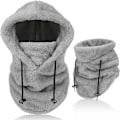 Miniatyrbild 1 av 5: Vinter Termisk Arktisk Sammet Balaclava för Män Kvinnor, Multifunktionell Vindtät Varm Skidmask Ansiktsöverdrag med Halsvärmare Silver