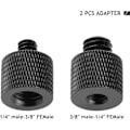 Miniatyrbillede 2 af 5: Kameraskrueadapter Gevind 1/4\" Han til 3/8\" Hun og 3/8\" Han til 1/4\" Hun Adapter Kit