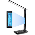 Miniatyrbilde 1 av 5: Dimbar LED-bordlampe, 3 moduser/ 5 lysstyrkenivåer/LCD-skjerm/alarmklokke/temperatur og kalender, øyebeskyttende berørings-LED-skrivebordslampe Black