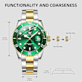 Pikkukuva 2 / 5: OLEVS Miesten Kellot Musta Green Dial/Gold Silver Band