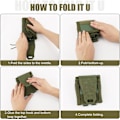 Miniatyrbilde 5 av 5: Sammenleggbar Mesh-pose med snor Multifunksjonell verktøypose Gjenvinningspose Dumppose for belte vest ryggsekk utendørsaktiviteter Army Green