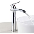 Miniatyrbillede 1 af 5: Chrome Basin Hane Vandfald Blandebatteri til Badeværelse (Top)