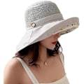 Miniatyrbild 3 av 5: Kvinnors Mesh Solhattar Sommar Strand UV-skydd UPF Packable Bred Brätte Hakrem gray