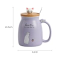 Miniatyrbillede 2 af 5: Tekop med ske og låg, keramisk kaffekop, kawaii katte kop, søde tekopper, søde ting, fødselsdagsgaver, 401-500ml