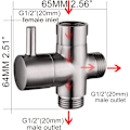 Miniatyrbilde 4 av 5: Solid Messing 3-veis Ventil G1/2\" Hånddusj Dusjkomponenter Universell Tilkobling, Børstet Nikkel DSF007NA set 1