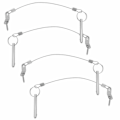 Miniatyrbilde 4 av 5: Sett med 4 hurtigutløserpinner, 6,3 mm topp stiftdiameter, 51 mm total lengde, 40 mm effektiv lengde med 316 rustfrie stålkabler