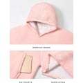 Miniatyrbillede 4 af 4: Sherpa Sweatshirt Hoodie Bærbar Fleece Hoodie Tæppe Kvinders One Size Termisk Hoodie med Frontlomme