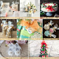 Pikkukuva 4 / 5: Organza-nauha, samppanja, 2,5 cm, 45 metriä, läpikuultava organza-nauha, sifonki-nauha lahjapakkauksiin, askarteluun, kimppujen käärimiseen, hääkoristeisiin