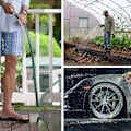 Pikkukuva 5 / 5: Kastelupistooli ja puhdistus, puutarharuisku, messinkinen kastelupistooli messinkisuuttimella, täydellinen pesuun, nurmikoiden ja puutarhojen kasteluun, jalkakäytäville - lyhyt