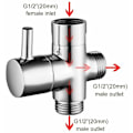 Miniatyrbild 2 av 5: 1-delad mässingsduschventil med T-adapter, G1/2\" duscharm 3-vägs avledningsventil, universell 3-vägs, mässing kromplätering, för kök badrum