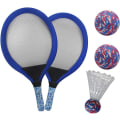 Miniatyrbild 1 av 3: 1 par tennis badminton racketar bollar set kit för barn pojkar flickor utomhus strand skola sport, blå