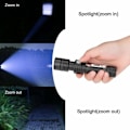Miniatyrbillede 4 af 4: Genopladelig USB LED-lommelygte, lommelygte 350 lumen, IP65 vandtæt, 3 lystilstande, zoombar lommelygte (batteri inkluderet)