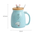 Miniatyrbillede 2 af 5: Tekop med ske og låg, keramisk kaffekop, kawaii katte kop, søde tekopper, søde ting, fødselsdagsgaver, 401-500ml 350ML