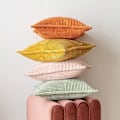 Miniatyrbillede 3 af 5: Fløjlsbetræk til puder, 2 stk., dekorative, moderne patchwork-betræk til pyntepuder, bløde pudebetræk til boligindretning, sofa, pink, 45*45 cm