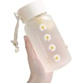 Miniatyrbild 1 av 5: 450 ml liten tusensköna transparent plast vattenflaska frostad kittel med bärbar rep rese tekopp