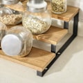 Pikkukuva 3 / 5: Bambu Spice-telineet, 2 kpl Laajennettavia 3-tasoisia Spice-telineitä, Säilytyshylly Keittiöön, Työtasolle, Kylpyhuoneeseen, Puu ja Musta