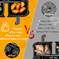 Miniatyrbillede 4 af 5: 2 stk. silikonepotter til dobbelt airfryer, silikone airfryer-indsatser, dobbelt airfryer-silikone airfryer-kurv, airfryer-stativ