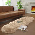 Miniatyrbillede 3 af 5: Soverumskunstpels tæppe, fluffy linned tæppe, blødt fåreskind tæppe sofa pude, beige plys lille tæppe plys tæppe