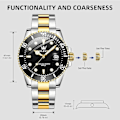 Miniatyrbillede 2 af 5: OLEVS Herreure Sort black Dial/Gold Silver Band