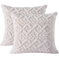 Miniatyrbilde 5 av 5: Pakke med 2 myke plysj beige putetrekk 45x45cm firkantede putevar med kort fluffy kunstig ull putetrekk for sofa soverom stue