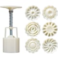 Miniatyrbilde 1 av 5: 1 sett med 3D månekakeformer 3D blomster håndpresset fondant dessert månekakeformer med stempler for DIY baketilbehør (hvit)