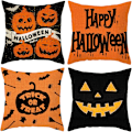 Miniatyrbild 1 av 5: Set Halloween-kuddfodral 45*45cm, fyrkantigt örngottsskydd osynlig dragkedja för soffa sovrum vardagsrum heminredning, 18\"