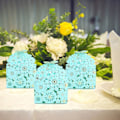 Miniatyrbillede 5 af 5: 50 stk./sæt Blomster Sommerfugl Hule Slikæske Cookie Gaveæsker Romantiske Bryllupsgaver Søde Chokoladeæske Festartikler Blue 8*7*6.5CM