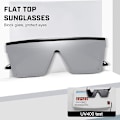 Miniatyrbilde 4 av 4: Overdimensjonerte firkantede solbriller Mote siamesisk linse stil Flat Top Shield Shades unisex A