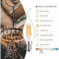 Miniatyrbillede 2 af 4: Pakke med 10 4W E14 LED Filament Pære Flammelys 2700K Varm Hvid, 360° Strålevinkel, Ikke-Dæmpbar [Energiklasse F]