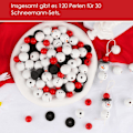 Miniatyrbild 3 av 5: Träpärlor för 50 set snögubbar med 10 m bomullssnöre 20 mm snögubbe ansikte träpärlor set för DIY hantverk jul vinterdekorationer