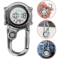 Miniatyrbillede 4 af 5: Karabinhage Ur Digitalt Clip-on Quartz Ur Multifunktionelt Karabinhage FOB Ur Lysende Urskive Kompas Karabinhage Ur med Kompas（rød）