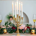 Miniatyrbillede 2 af 5: Lysestage Vintage, 30 cm Lysestage 5-Arme Bondehus Metal Lysestageholder til Keglelys - Guld