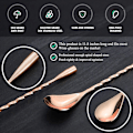 Miniatyrbilde 3 av 5: Cocktail-omrøringskje i rustfritt stål, lange håndtak, lang vridd cocktail-omrører for bartender, lang og attraktiv spiraldesign for omrøring Rose gold