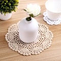 Pikkukuva 2 / 5: Käsinkudotut puuvillaiset virkatut aluslautaset pitsi pöytätabletit, noin 20 cm, 4 kappaletta (beige)