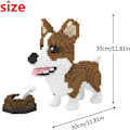 Miniatyrbillede 2 af 5: Mikro Byggeklodser Mini Kæledyrs Byggelegetøj Klodser til børn Corgi Dog and Food 12 x 6 x 12 inches