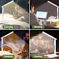 Miniatyrbilde 5 av 5: Dimbar LED-bordlampe, 3 moduser/ 5 lysstyrkenivåer/LCD-skjerm/alarmklokke/temperatur og kalender, øyebeskyttende berørings-LED-skrivebordslampe White