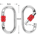 Miniatyrbillede 3 af 4: Sæt med 4 25kn sølvfarvede hårde stålkarabiner med spændebeslag