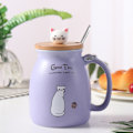 Miniatyrbillede 3 af 5: Tekop med ske og låg, keramisk kaffekop, kawaii katte kop, søde tekopper, søde ting, fødselsdagsgaver, 401-500ml
