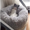 Miniatyrbild 4 av 5: Mini Mellanstorlek Hund Katt Säng Självvärmning Höst Vinter Inomhus Snooze Sovande Mysig Kitty Teddy Kennel Light Grey 23.6”Dx7.9 H