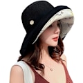 Miniatyrbild 3 av 5: Kvinnors Mesh Solhattar Sommar Strand UV-skydd UPF Packable Bred Brätte Hakrem balck