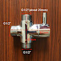Miniatyrbild 5 av 5: Diverterventil, hane G1/2; Mässing kran T-adapter krom badrum dusch kran tillbehör vatten diverter 3-vägs fyllningsventil hane