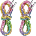 Miniatyrbillede 1 af 5: Pakke med 2 rhinsten glitter reb runde snørebånd, glitrende diamant reb stropper, bling bling skinnende runde snørebånd 120cm