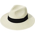Miniatyrbild 1 av 5: Dam bredbrättad halm Panama rulle hatt bälte spänne Fedora strand solhatt