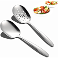 Miniatyrbillede 1 af 5: Serveringsske, 2 STK Store Serveringsskeer, Serveringsske og Hulske i Rustfrit Stål, Buffet Serveringsske til Hjemmefester